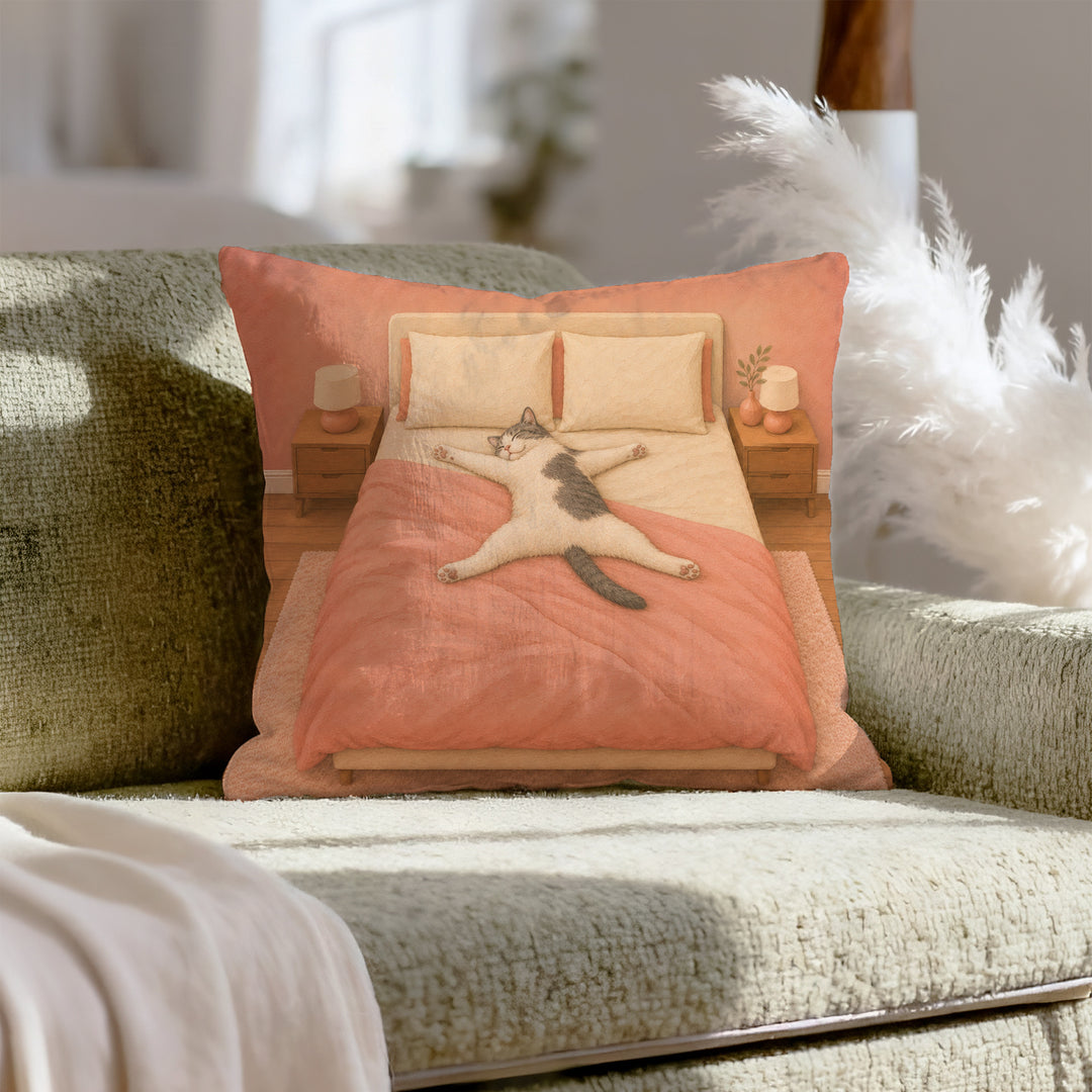 Starfish Position – Above Bed Decor with a Diagonal Sleeper in Charge – Throw Pillow