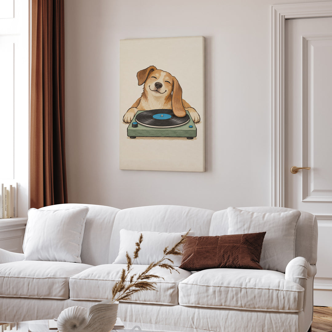 Side A – Vinyl Record Decor with an Ear on a Spinning Disc – Canvas / Framed Canvas