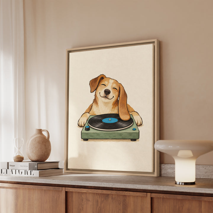 Side A – Vinyl Record Decor with an Ear on a Spinning Disc – Canvas / Framed Canvas