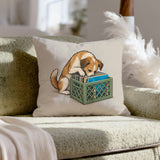 Crate Digger – Vinyl Record Decor with a Nose Deep in First Pressings – Throw Pillow