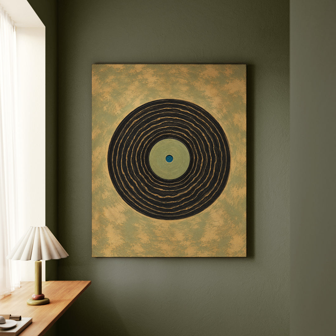 The B-Side – Vinyl Record Decor with Grooves Like Tree Rings – Canvas Wall Art