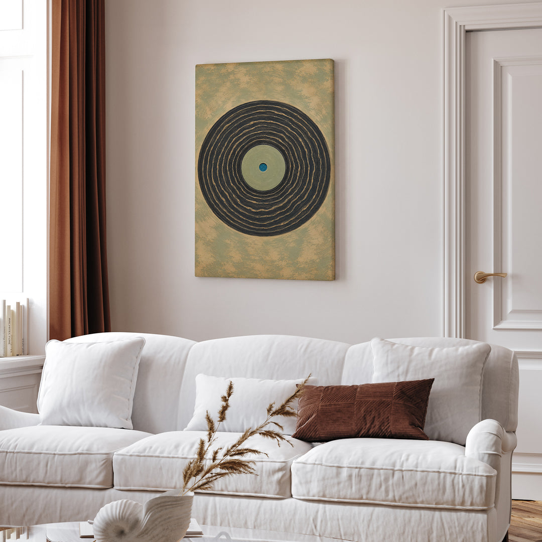 The B-Side – Vinyl Record Decor with Grooves Like Tree Rings – Canvas Wall Art