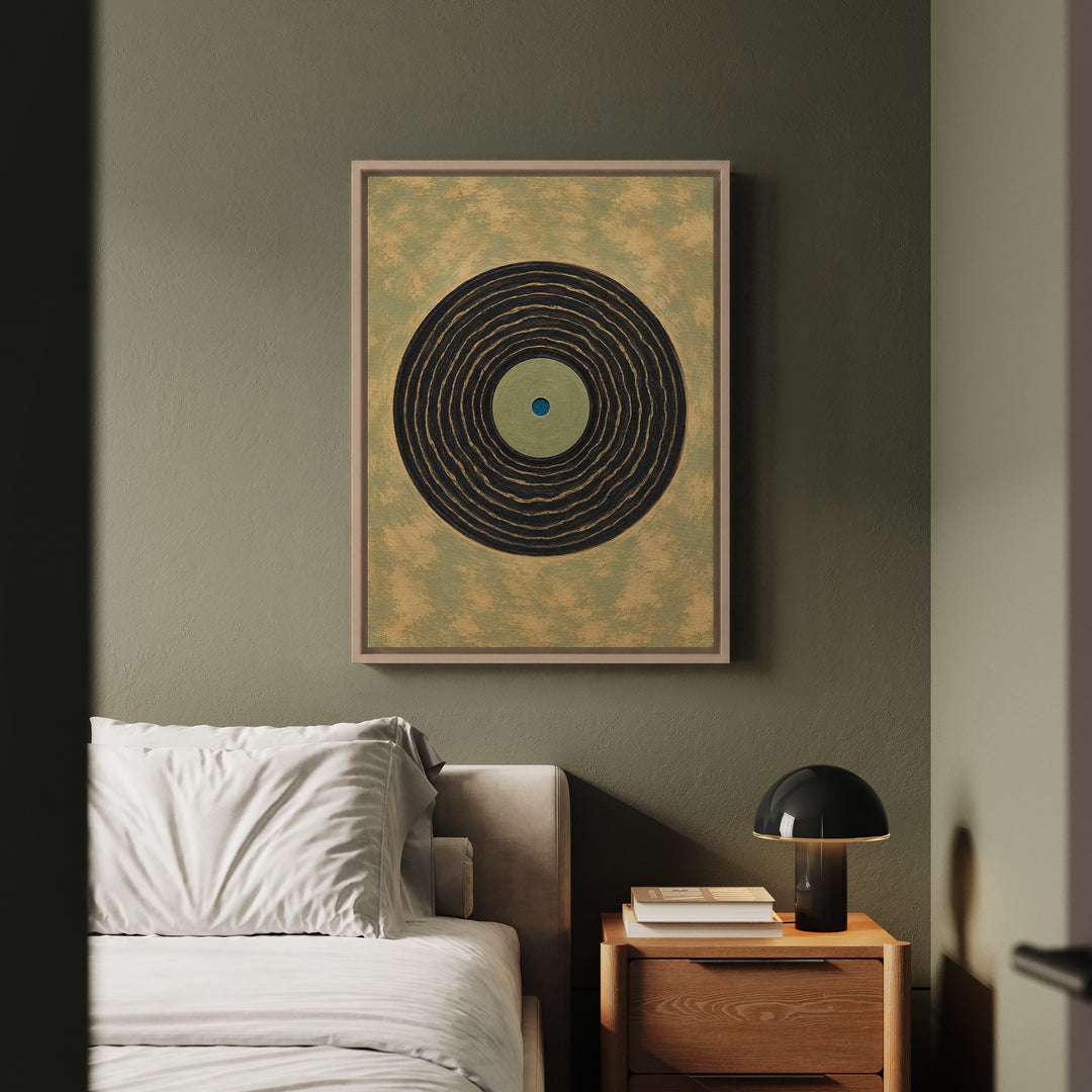 The B-Side – Vinyl Record Decor with Grooves Like Tree Rings – Canvas / Framed Canvas