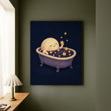 The Moon's Bath – Celestial Wall Art with a Claw Foot Tub of Night – Canvas Wall Art