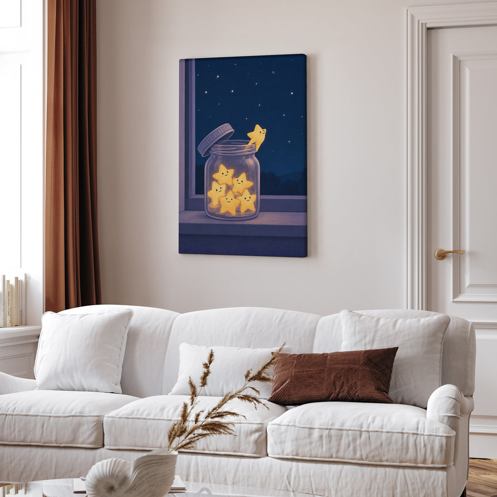 Star Jar – Celestial Wall Art with a Mason Vessel of Glow – Canvas Wall Art