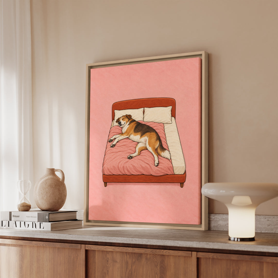 The Bed Is Mine – Bedroom Wall Art with a Human Sized Sliver Left – Framed Canvas Wall Art