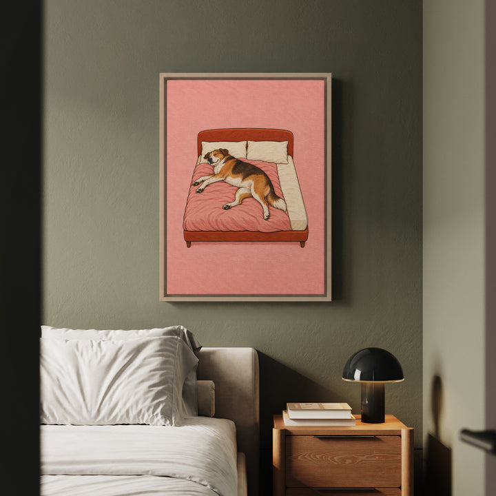 The Bed Is Mine – Bedroom Wall Art with a Human Sized Sliver Left – Framed Canvas Wall Art