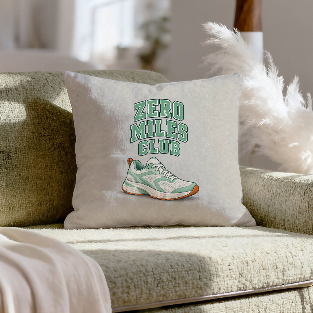 Zero Miles Club – Running Decor with Proud Athletic Lettering – Throw Pillow