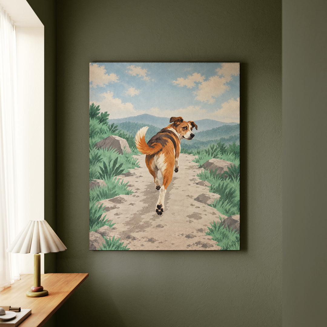 The Pacer – Running Art with a Dog One Meter Ahead – Canvas / Framed Canvas