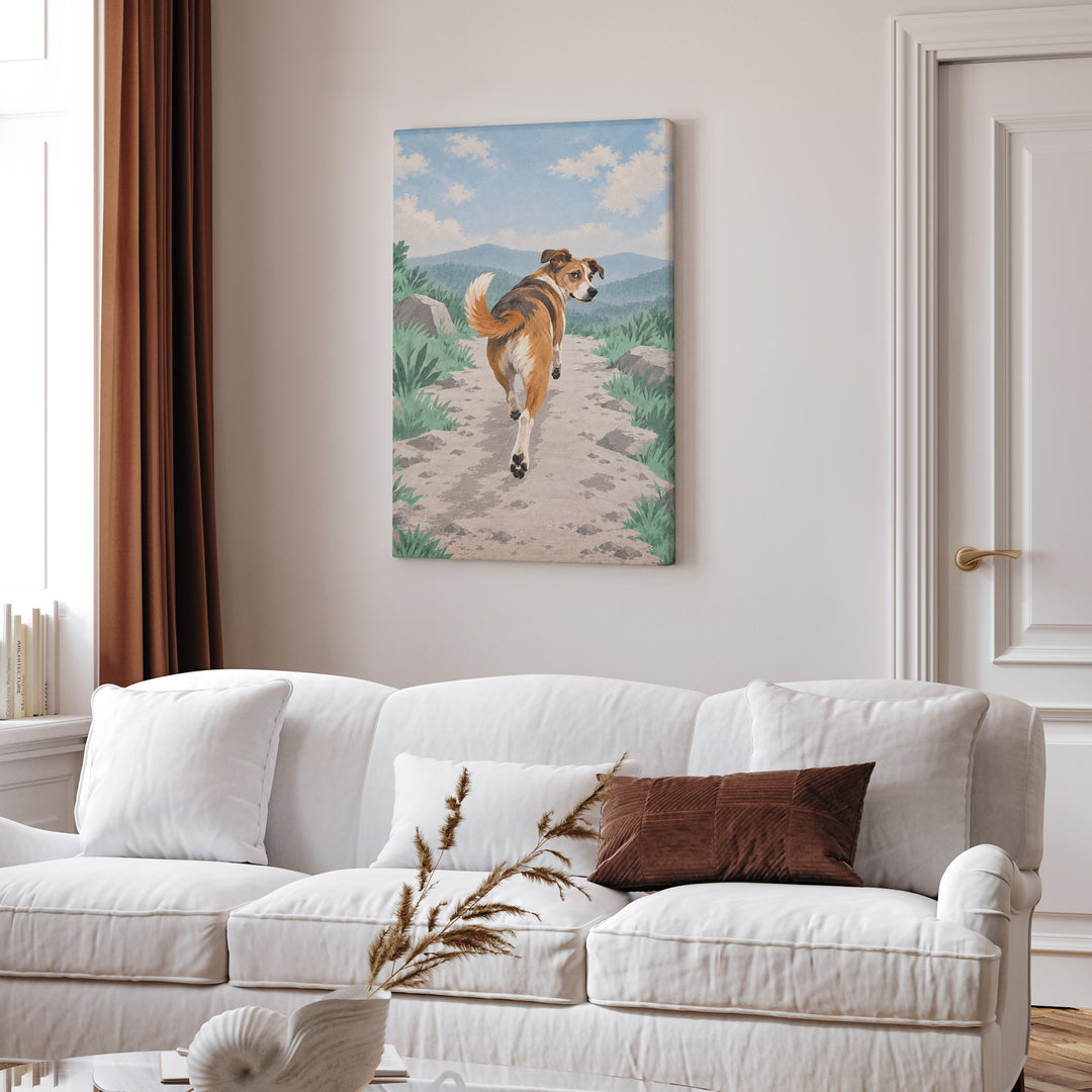 The Pacer – Running Art with a Dog One Meter Ahead – Canvas Wall Art