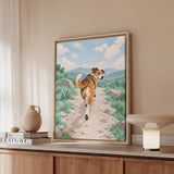 The Pacer – Running Art with a Dog One Meter Ahead – Framed Canvas Wall Art