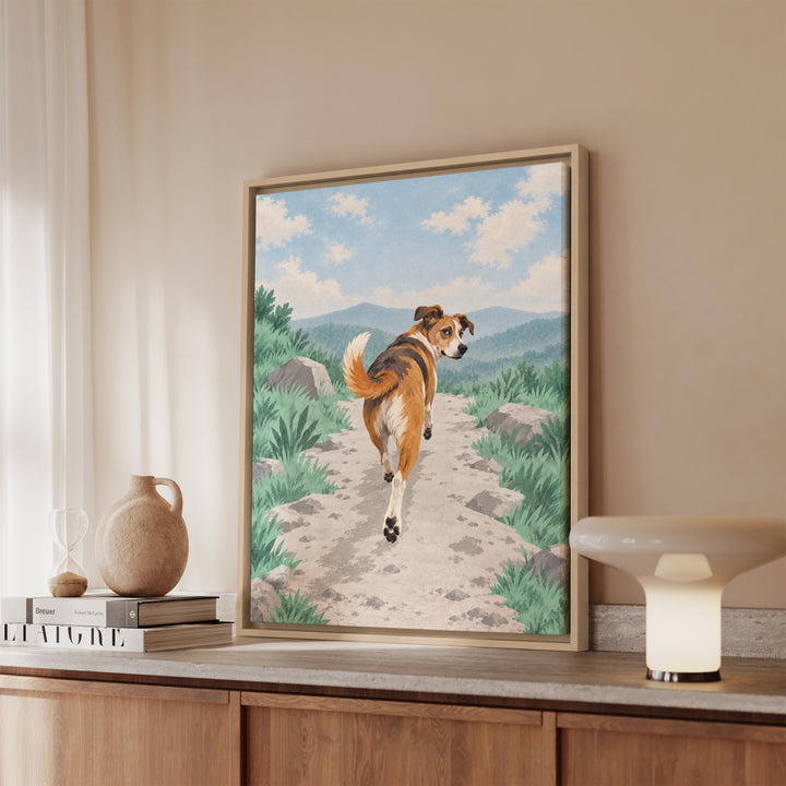 The Pacer – Running Art with a Dog One Meter Ahead – Canvas / Framed Canvas