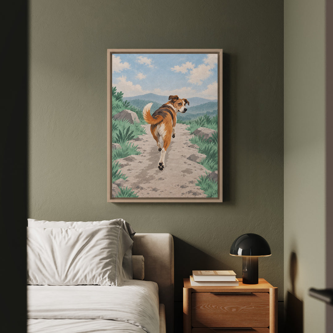 The Pacer – Running Art with a Dog One Meter Ahead – Canvas / Framed Canvas