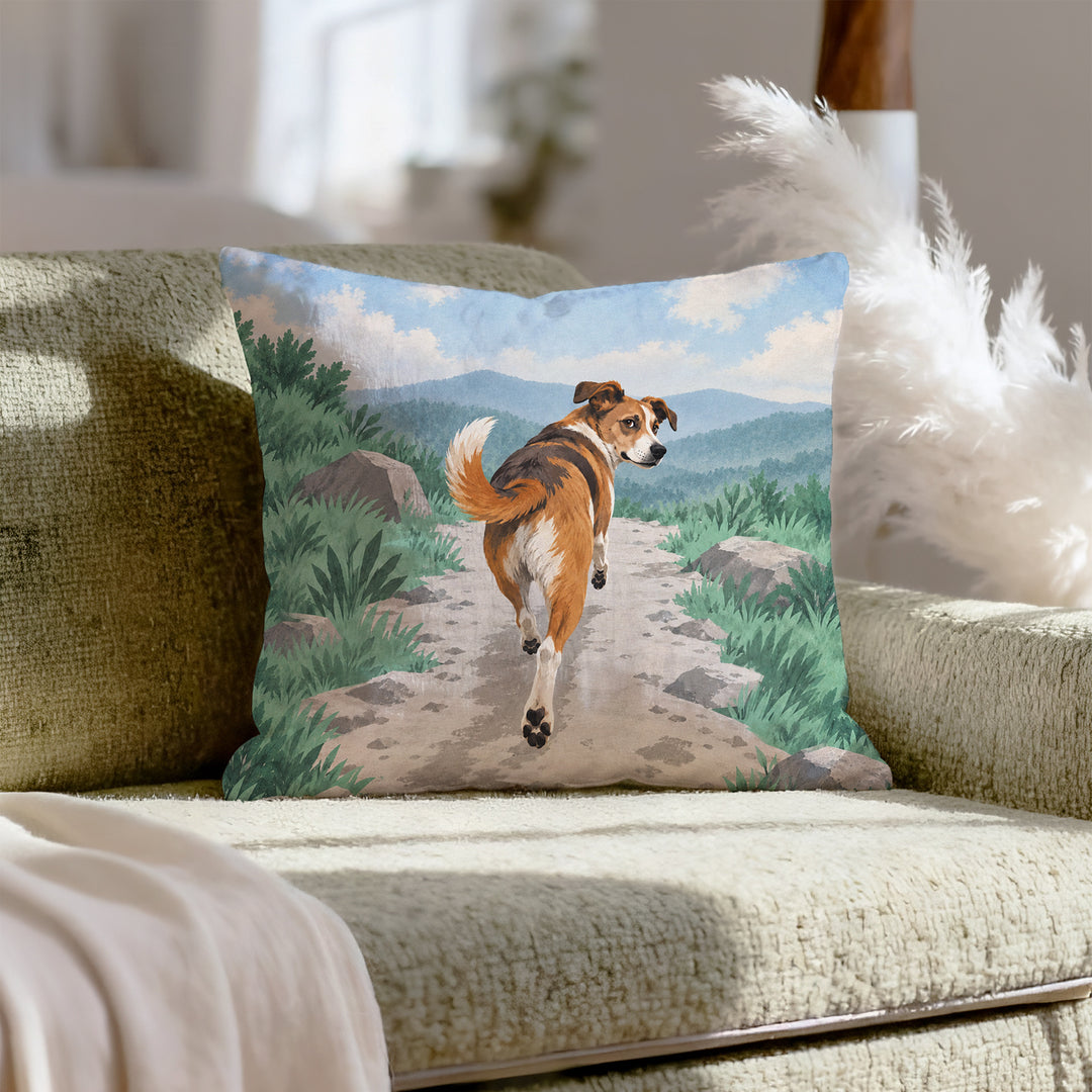 The Pacer – Running Decor with a Dog One Meter Ahead – Pillow Cover
