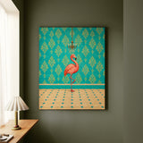 Powder Room Poser – Powder Room Art with a Flamingo and Chandelier – Canvas Wall Art