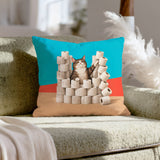 TP Fortress – Cat Bathroom Decor with a Toilet Paper Castle – Throw Pillow