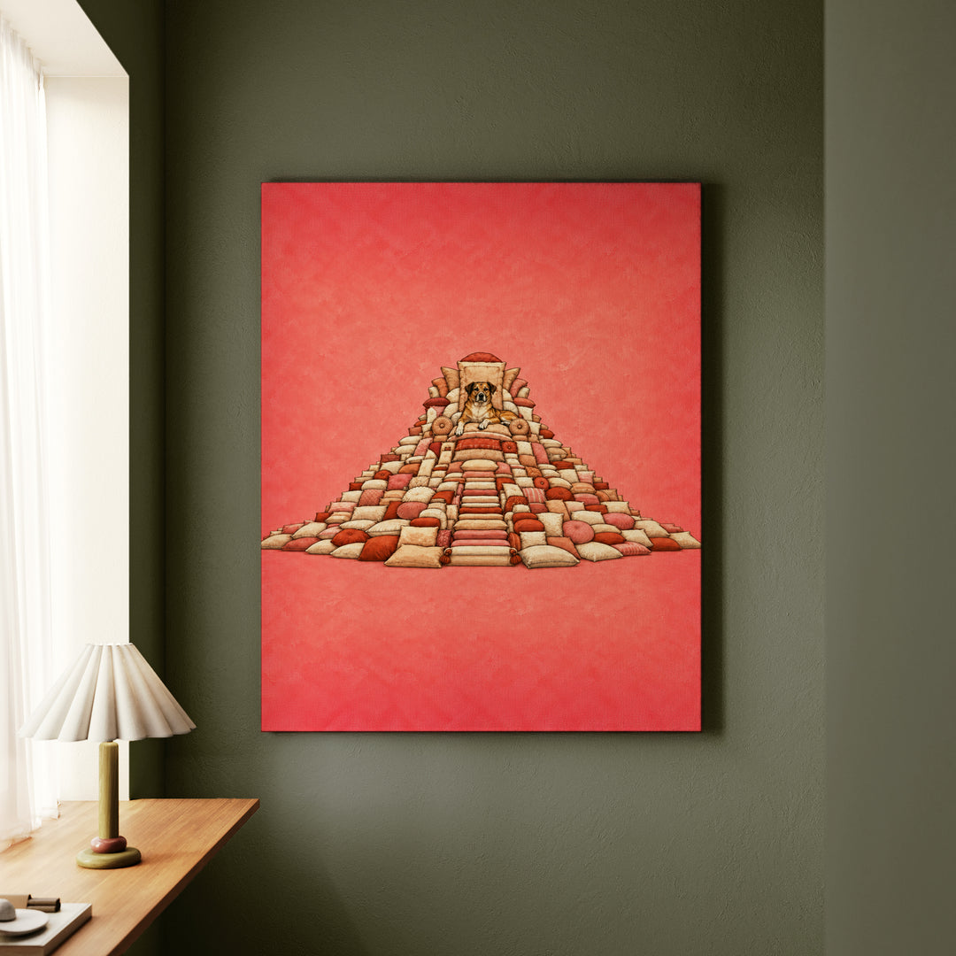 Pillow Fort King – Above Bed Art with a Fortress of Every Cushion – Canvas / Framed Canvas