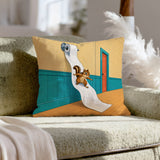 The Great Unroll – Funny Toilet Decor with a Chipmunk Riding the Roll – Throw Pillow