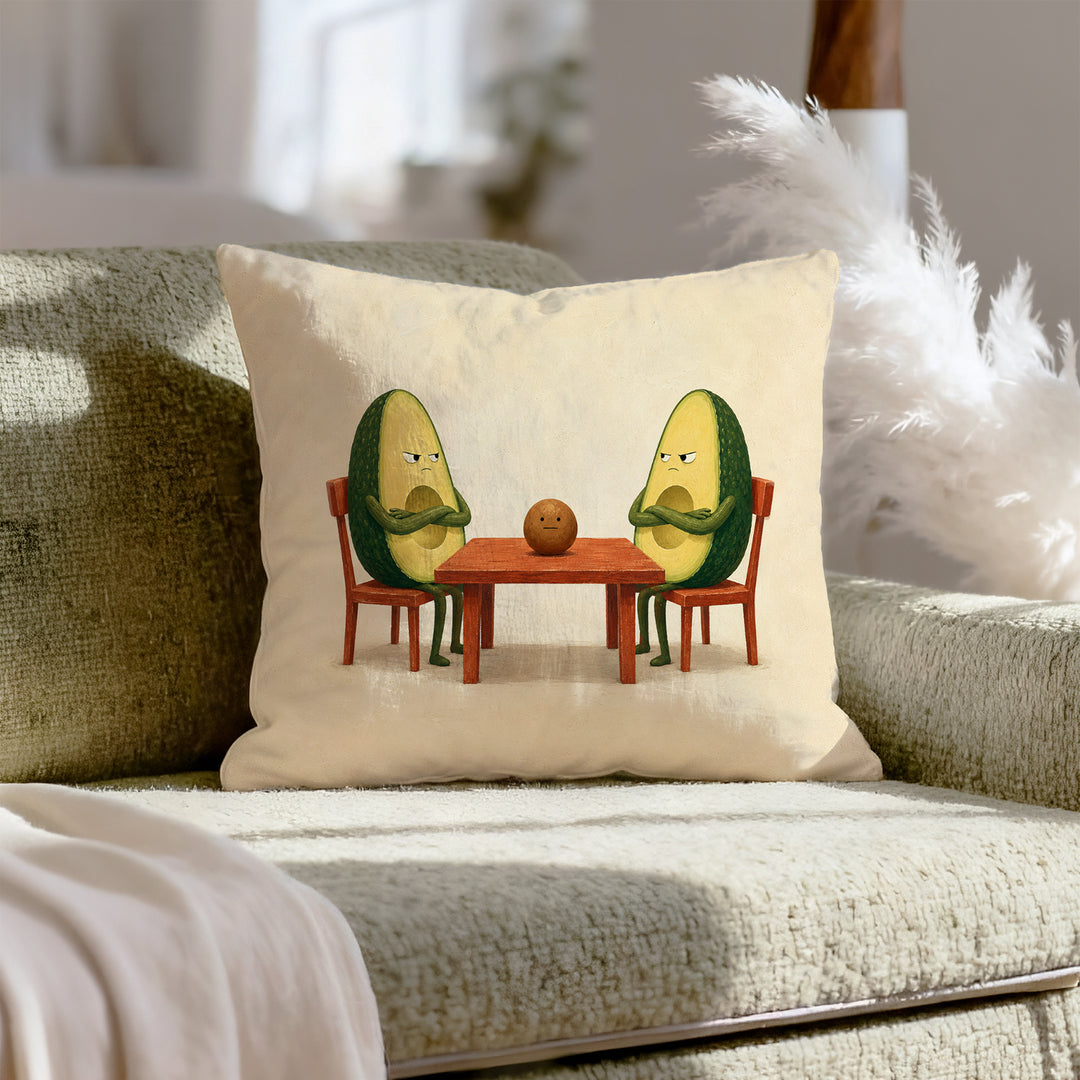 Avocado Custody – Funny Kitchen Decor with Two Halves and One Pit – Pillow Cover