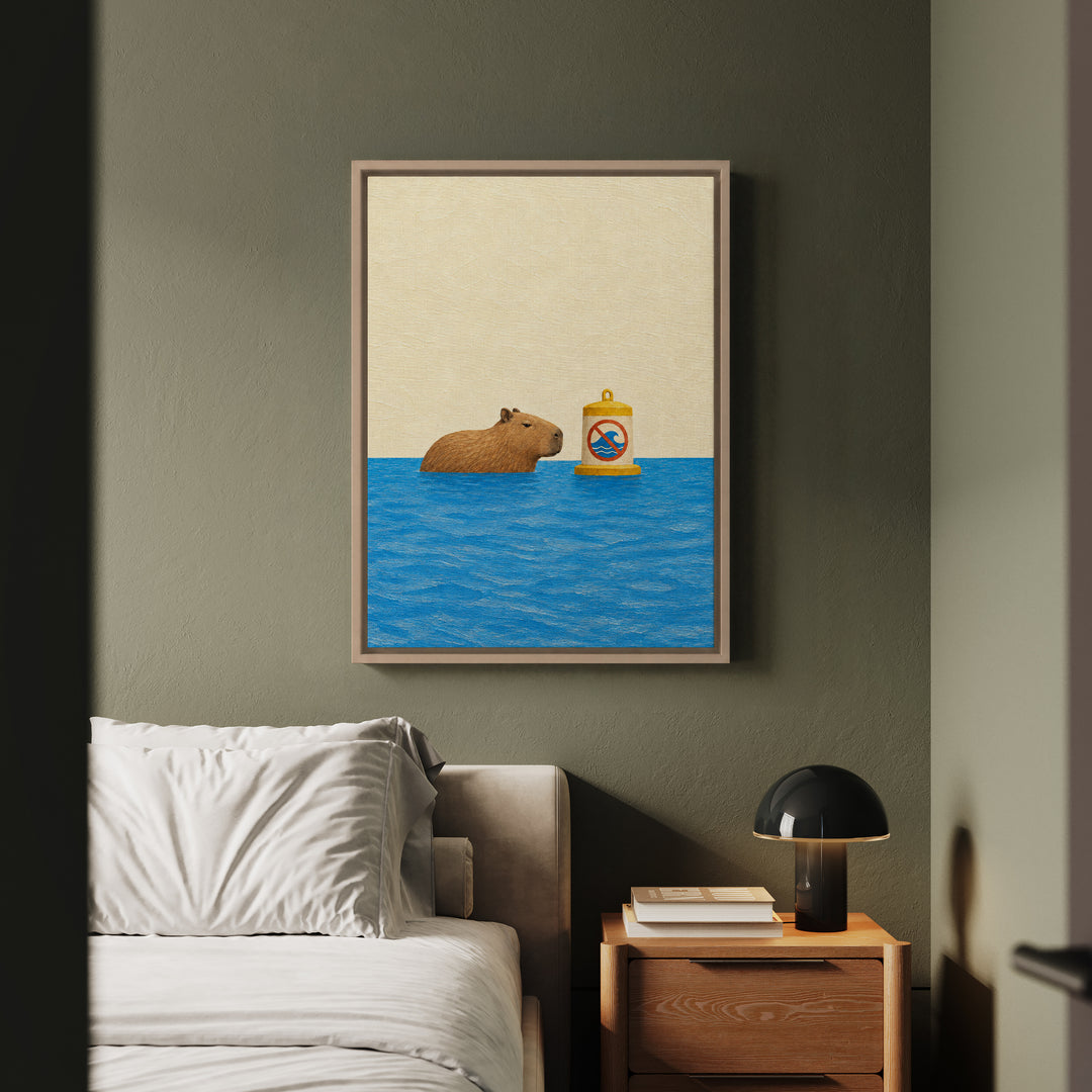 Lake Rules – Lake House Decor with a Capybara at Zero Speed – Canvas / Framed Canvas
