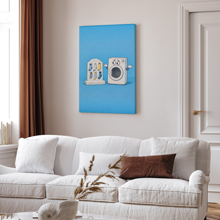 In Memoriam: The Left Socks – Laundry Room Decor with a Marble Memorial – Canvas Wall Art