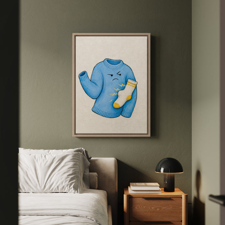 Static: A Romance – Laundry Room Art with a Clingy Sweater Affair – Canvas / Framed Canvas