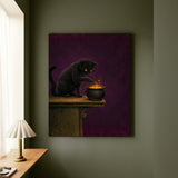 Potion Quality Control – Whimsigoth Decor with a Paw Over a Bubbling Brew – Canvas / Framed Canvas