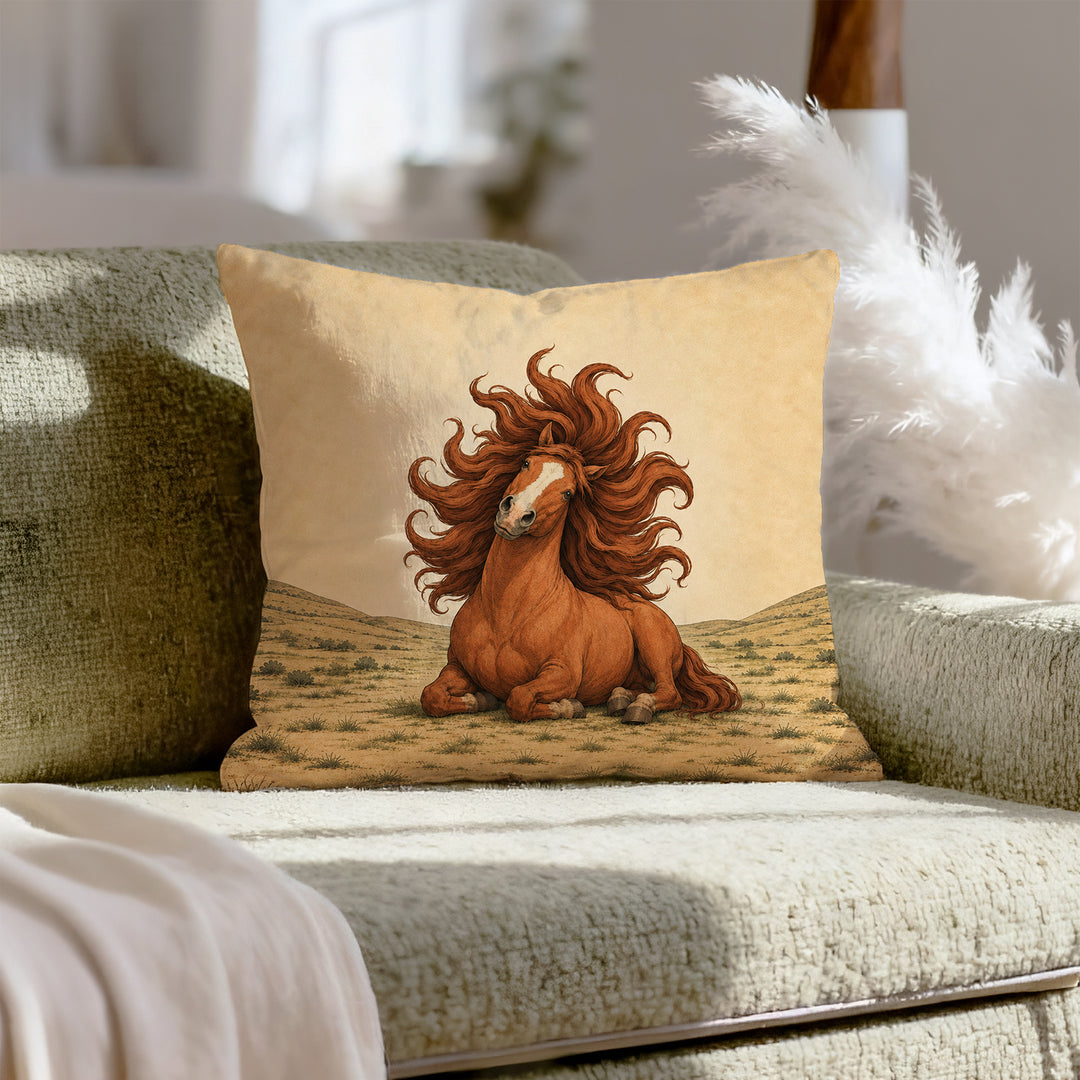 Mane Character Energy – Horse Decor with a Slow Motion Shampoo Toss – Pillow Cover
