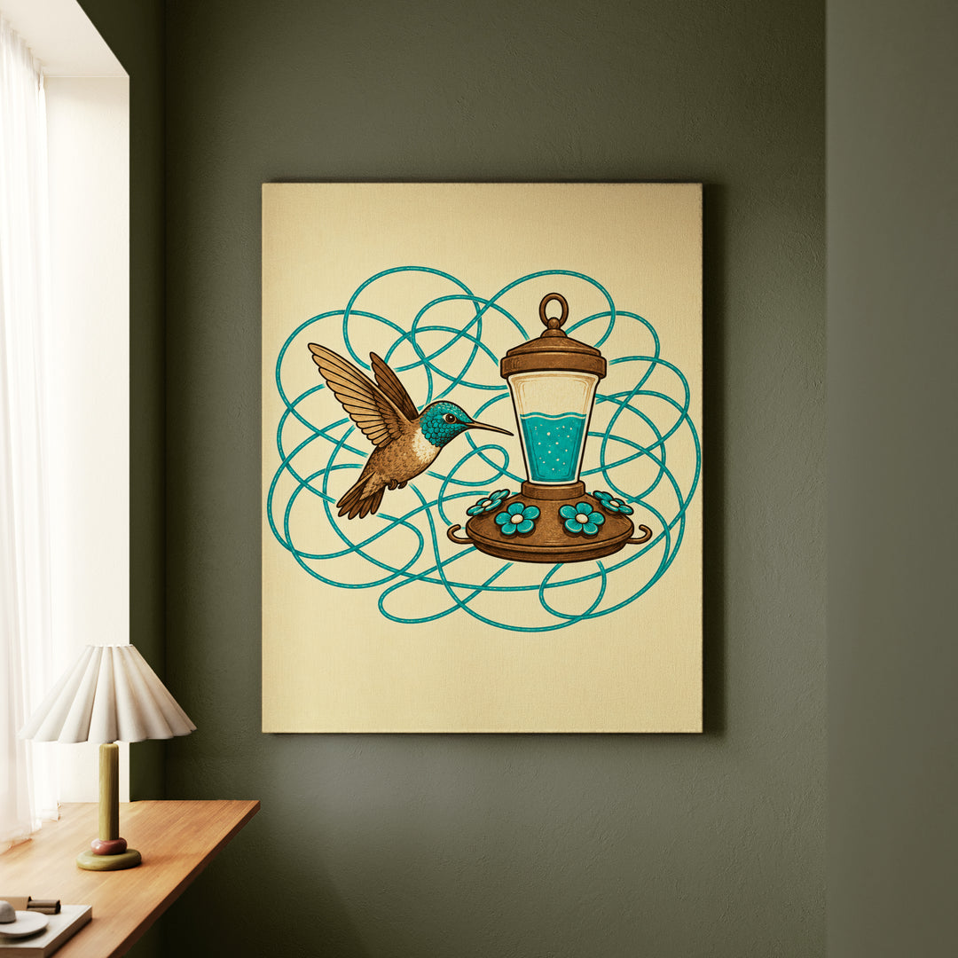 Sugar Rush – Hummingbird Art with a Glowing Flight Path – Canvas / Framed Canvas