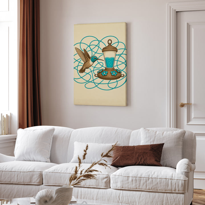 Sugar Rush – Hummingbird Art with a Glowing Flight Path – Canvas Wall Art