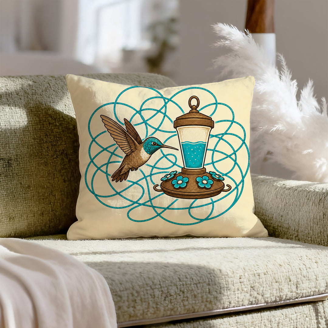 Sugar Rush – Hummingbird Decor with a Glowing Flight Path – Pillow Cover