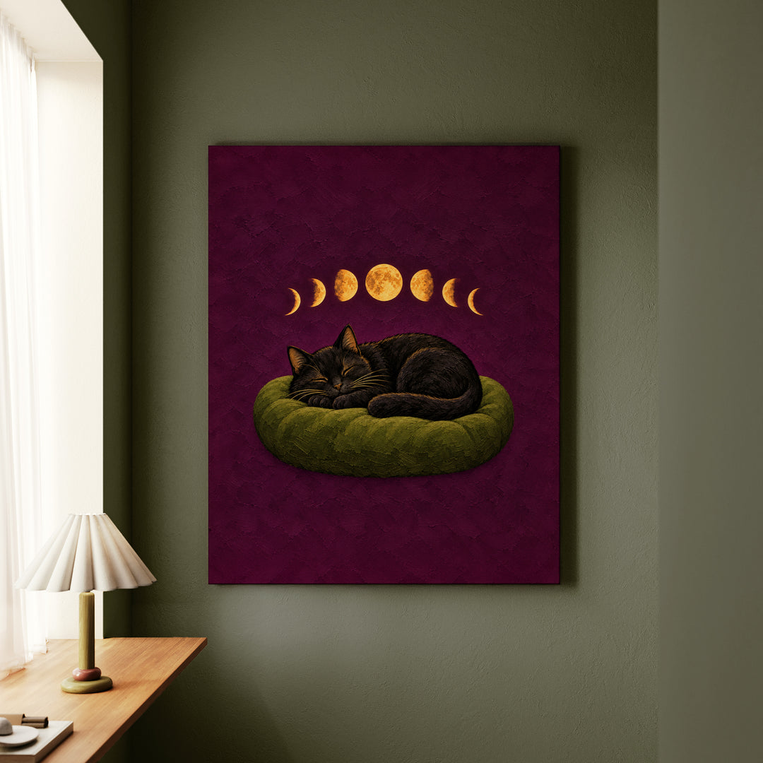 Moon Phases & Nap Phases – Witchy Wall Decor with a Sleeper Through the Cycle – Canvas Wall Art