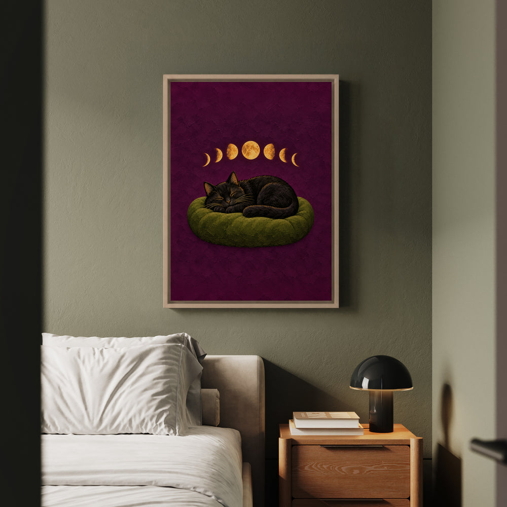 Moon Phases & Nap Phases – Witchy Wall Decor with a Sleeper Through the Cycle – Framed Canvas Wall Art