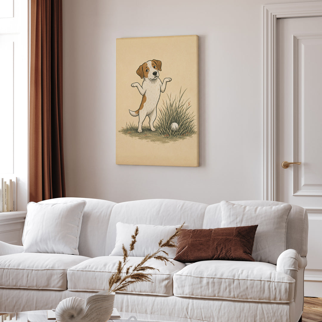 Mulligan – Golf Art with a Shrug Beside the Deep Rough – Canvas Wall Art