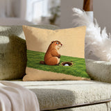 Gopher's Revenge – Golf Decor with a Smug Gopher on the Fairway – Throw Pillow