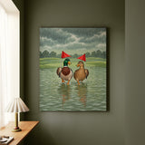 Rain Delay – Golf Wall Art with Two Ducks on a Flooded Green – Canvas Wall Art