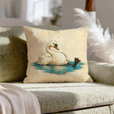 Swan Lake, Off Duty – Swan Decor with a Glorious Slouch and One Leg Out – Pillow Cover