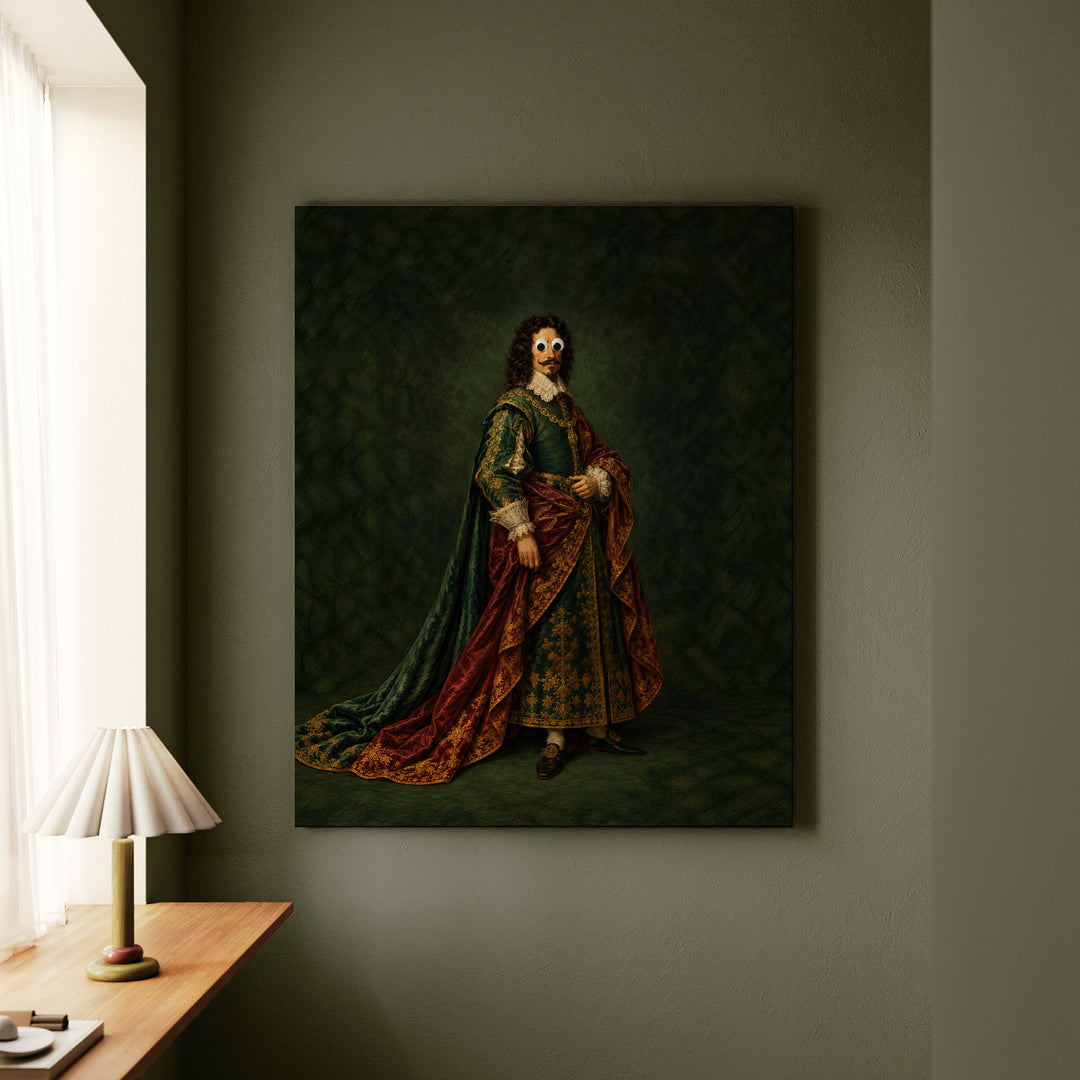 Old Master, Googly Eyes – Quirky Wall Art with a Baroque Nobleman and Googly Eyes – Canvas Wall Art