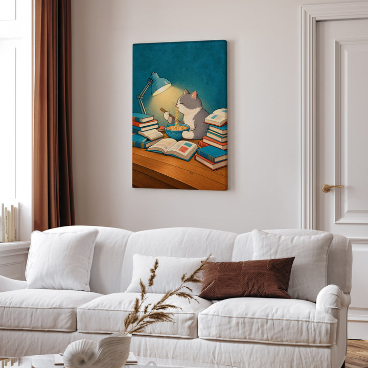 Ramen O'Clock – Dorm Room Decor with Instant Noodles at 1 AM – Canvas Wall Art