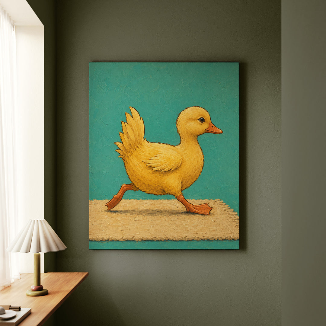 Rear View – Funny Bathroom Art with a Duck Waddling Away – Canvas Wall Art
