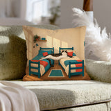 Roommate Agreement – Dorm Room Decor with a Cat Across Both Beds – Throw Pillow