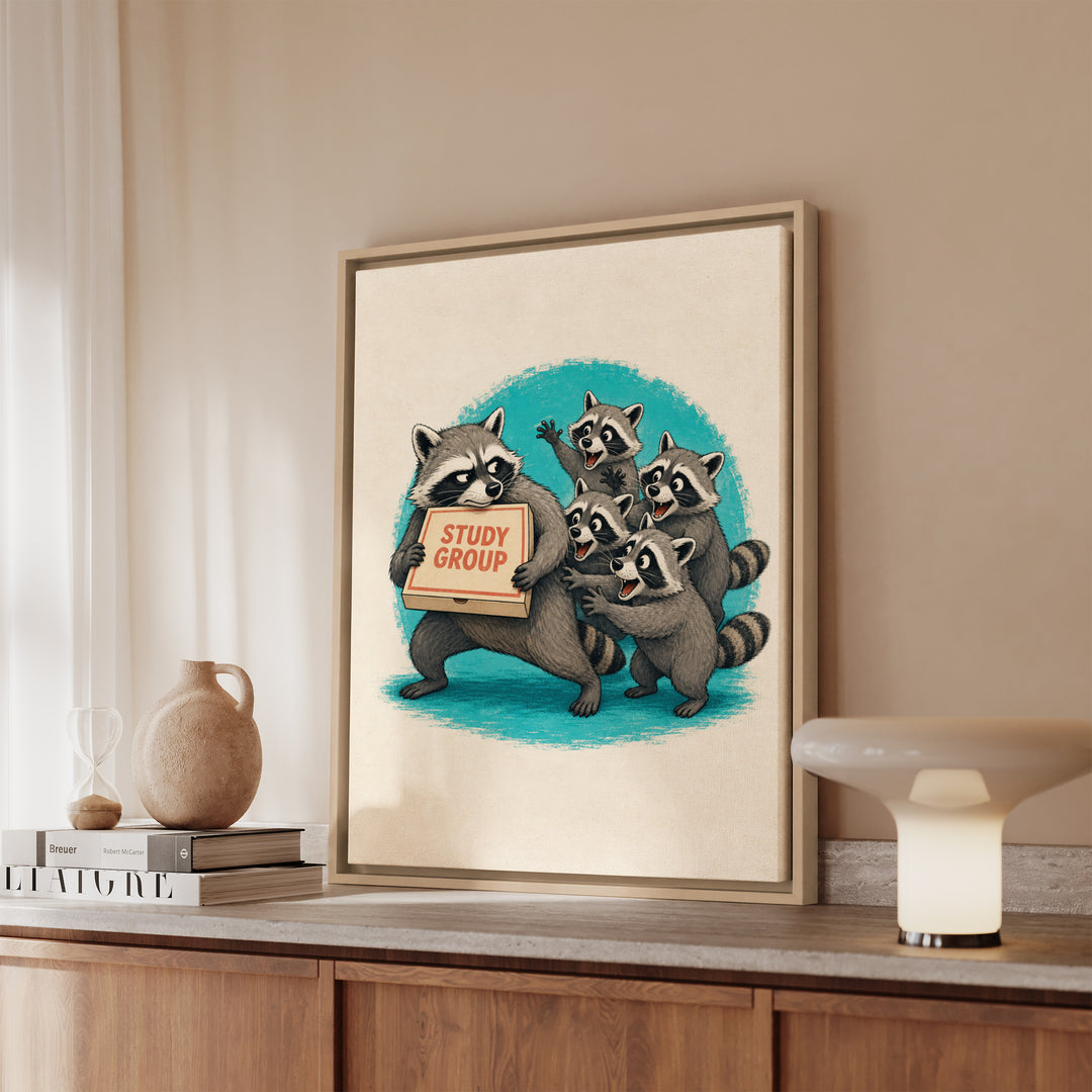Pizza Fund – College Dorm Decor with a Guarded Study Group Box – Framed Canvas Wall Art