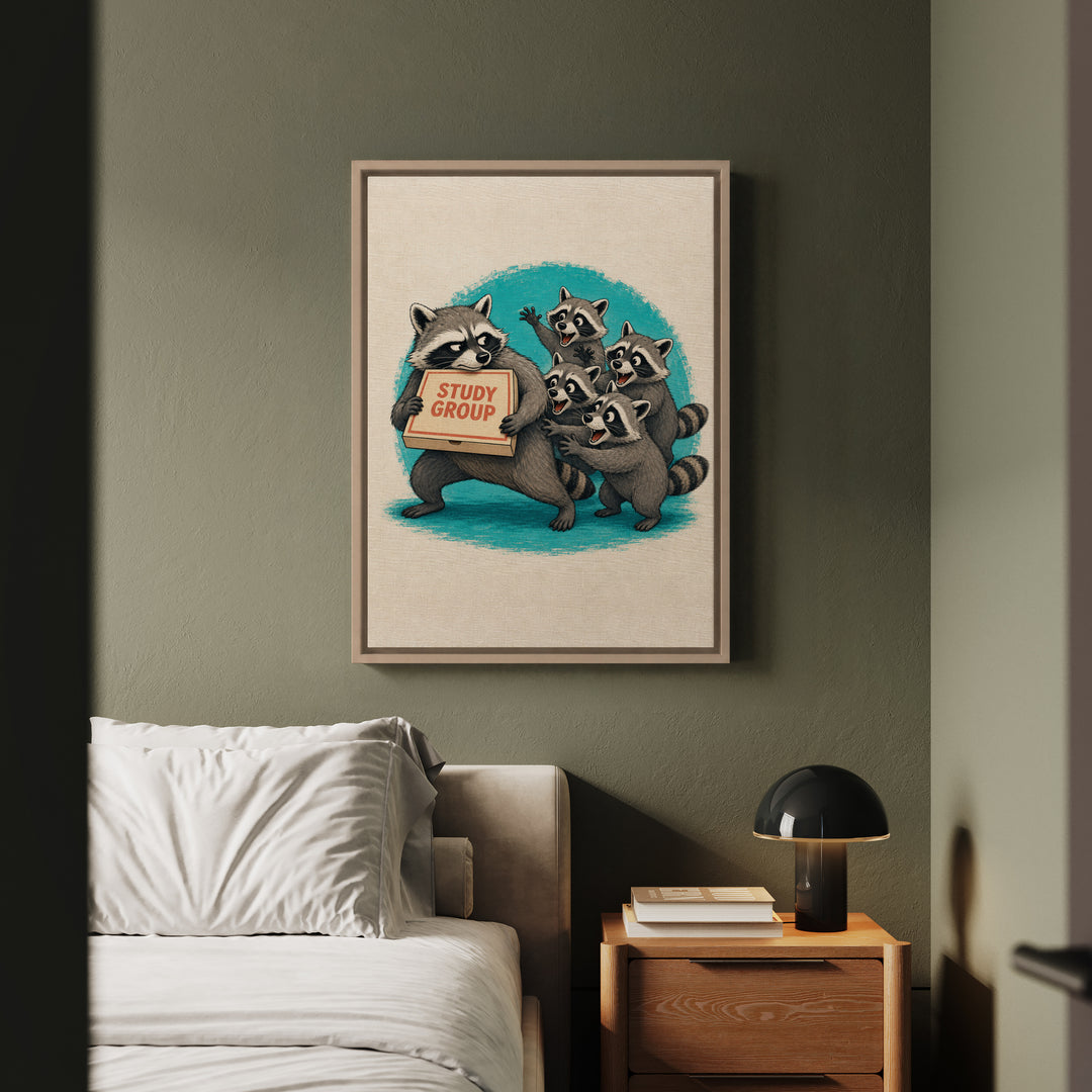 Pizza Fund – College Dorm Decor with a Guarded Study Group Box – Framed Canvas Wall Art