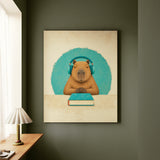 Study Break – Dorm Room Decor with Headphones and a Calm Capybara – Canvas / Framed Canvas