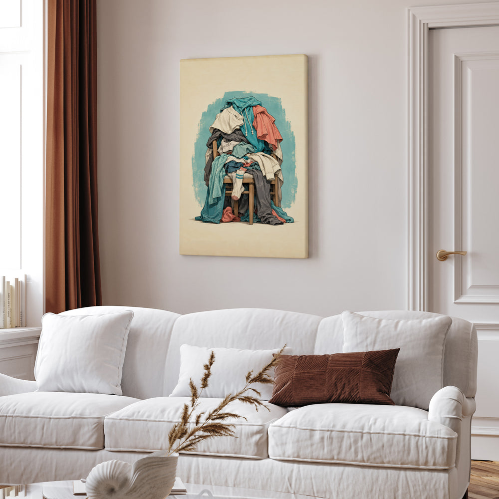 The Chair – Dorm Room Decor with an Eternal Clothes Pile – Canvas Wall Art