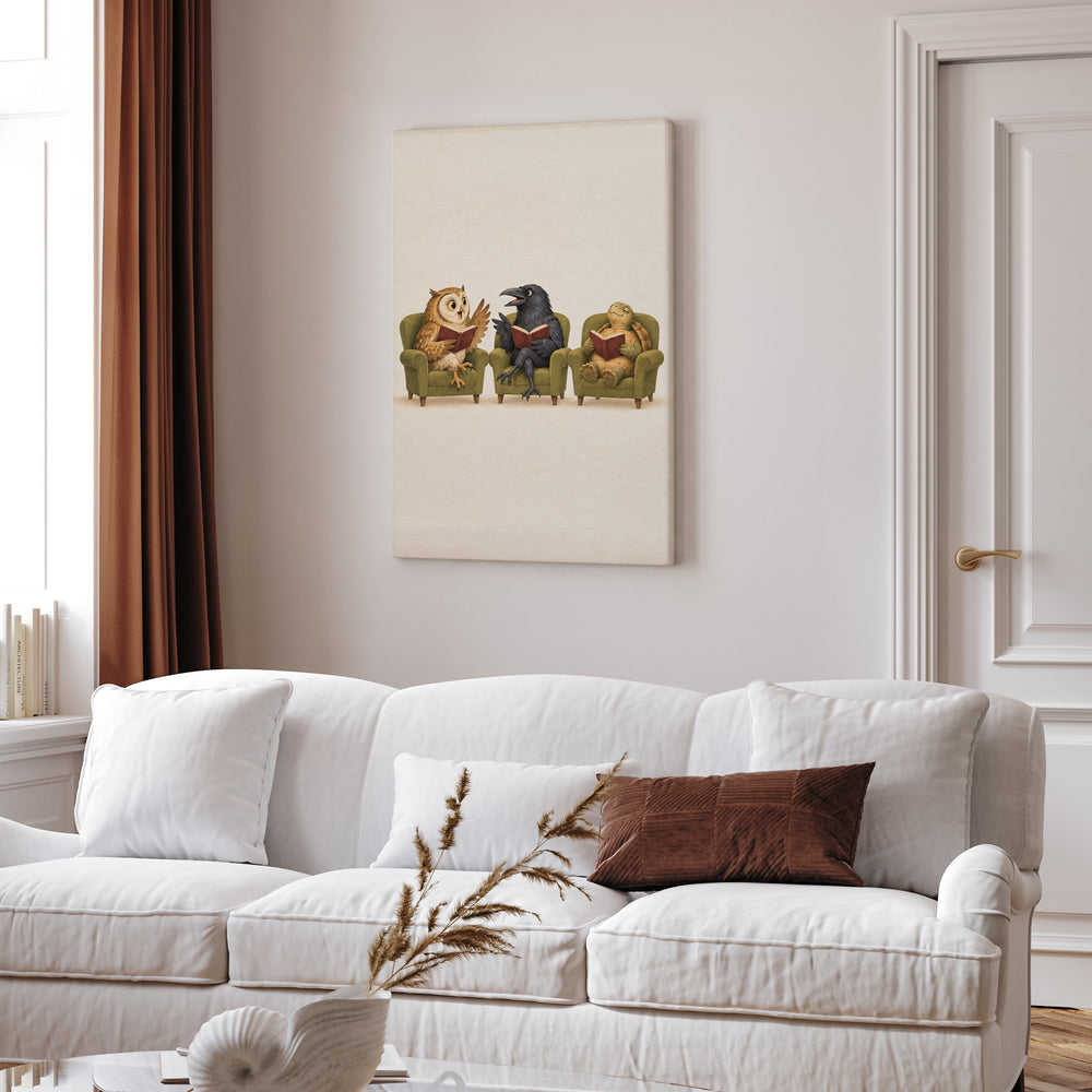 Book Club – Bookish Wall Art with an Owl and Raven Discussion – Canvas Wall Art