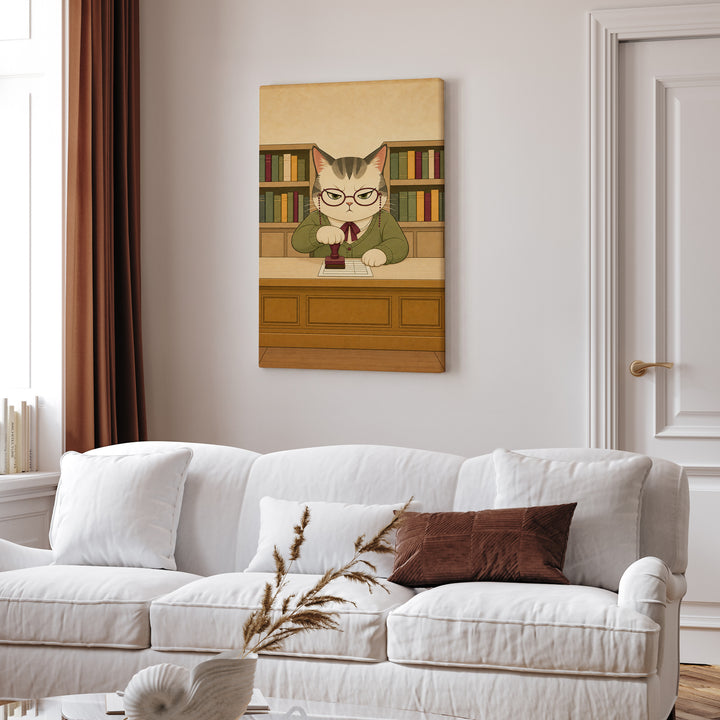 Return Stamp – Bookish Wall Art with a Paw Stamped Due Date Card – Canvas / Framed Canvas