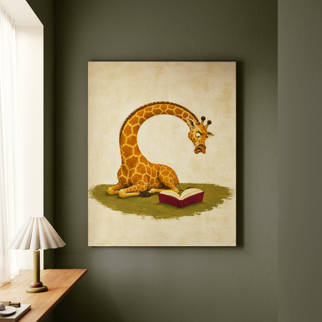 Plot Twist – Library Wall Art with a Giraffe and Chapter Twelve – Canvas Wall Art