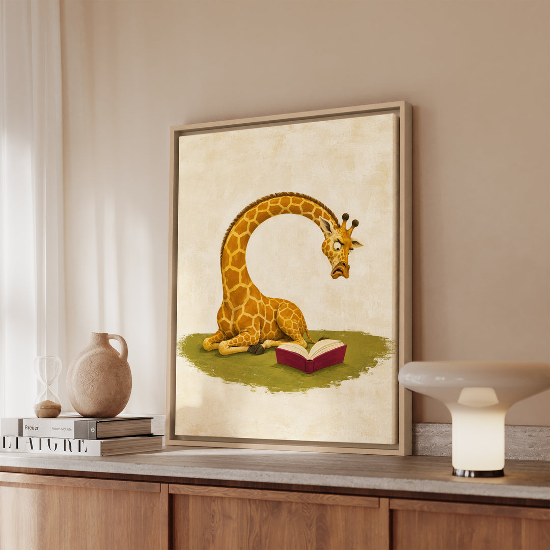 Plot Twist – Library Wall Art with a Giraffe and Chapter Twelve – Canvas / Framed Canvas