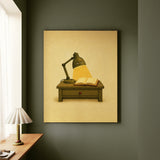One More Chapter: The Lamp – Reading Lamp Art with a 2 AM Glow Over Pages – Canvas Wall Art
